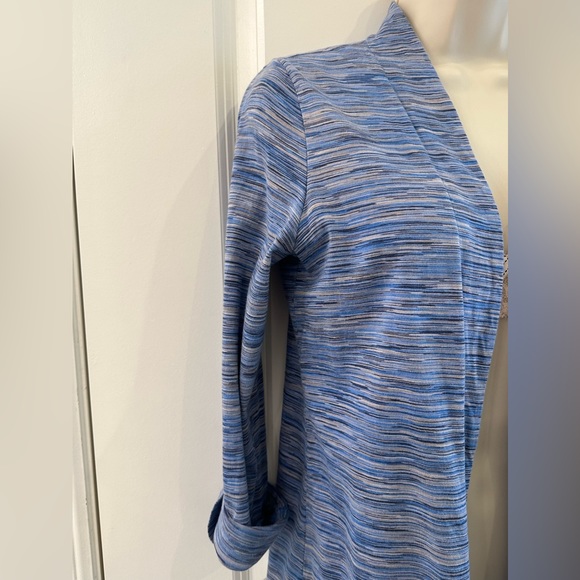 J Jill Cotton Open Front Cardigan Size XSP Roll Up Long Sleeve Heathered Blue - Picture 3 of 13